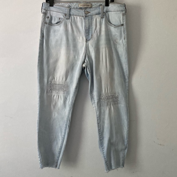 Liverpool Crop Ankle Distressed Skinny Jean 12P - Picture 1 of 16